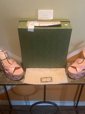 Gucci Pink Studded Platform Sandals